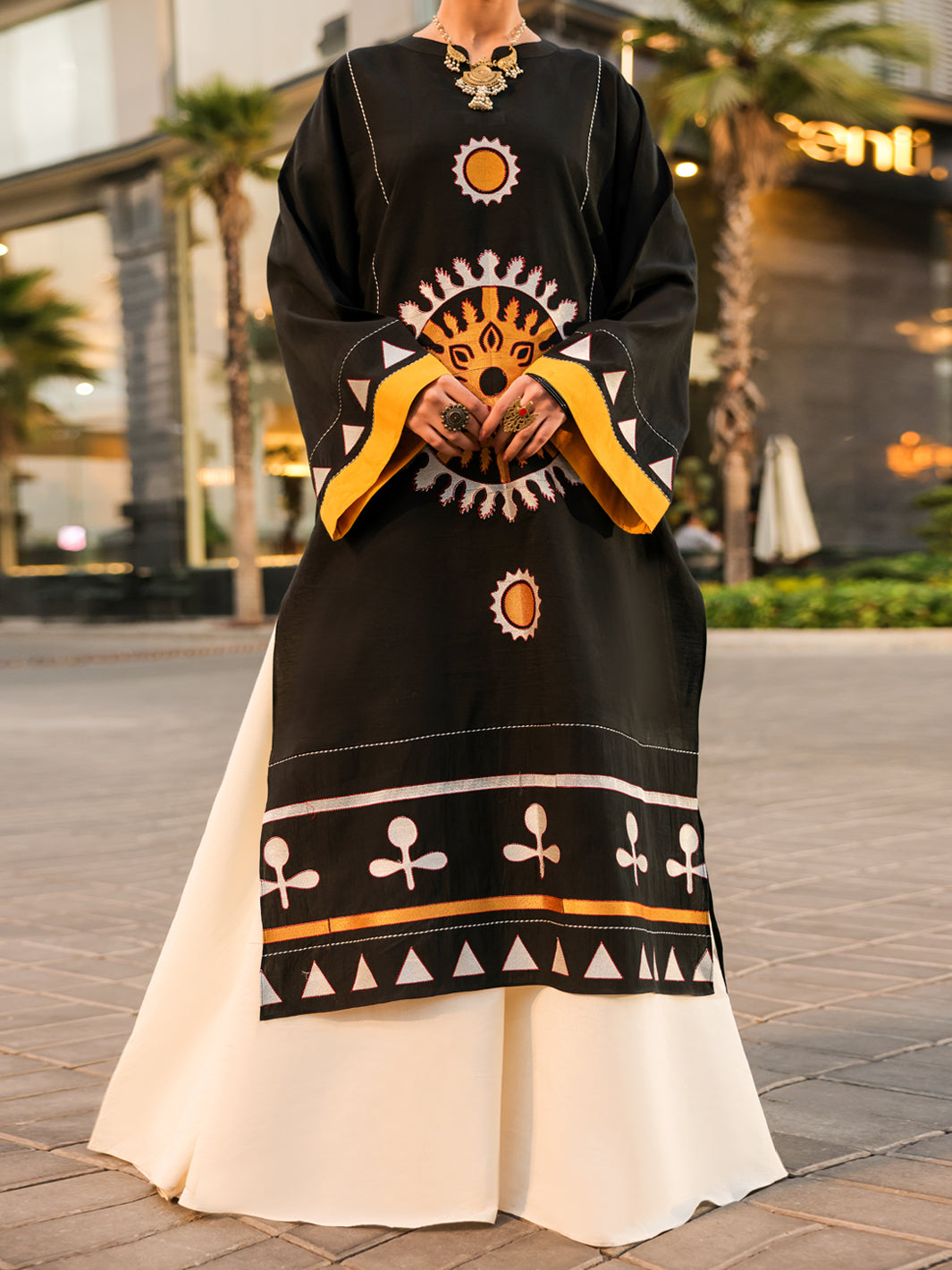 Black Embroidered Lawn Kurti  - Women Kurti | ALMIRAH