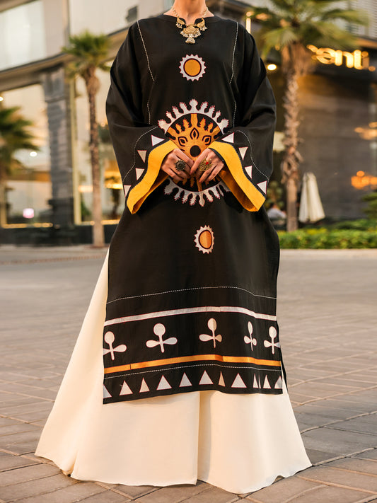 Black Embroidered Lawn Kurti - AL-LK-1159