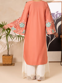 Peach Lawn Dyed Kurti - AL-LK-1177
