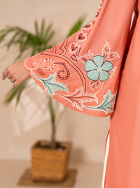 Peach Lawn Dyed Kurti - AL-LK-1177