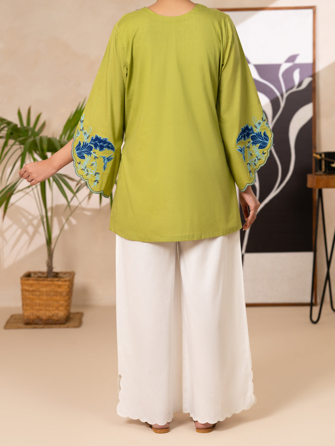 Parrot Green Cotton Lawn Kurti - AL-LK-1179