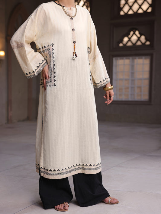 Off White Dobby Tunic - AL-LK-910