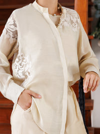 Cream Silk Viscose Tunic - AL-LK-923