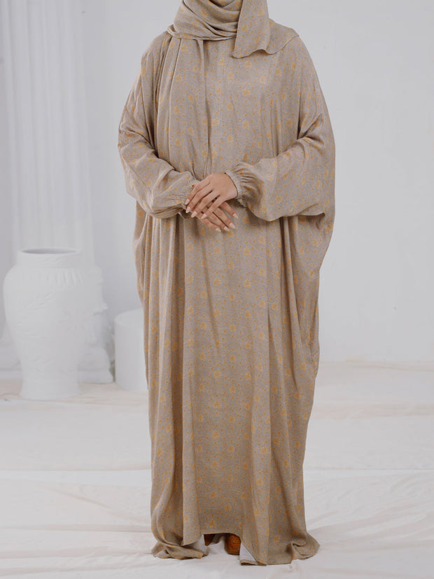 Beige Digital Viscose Salah Robe - AL-LK-940