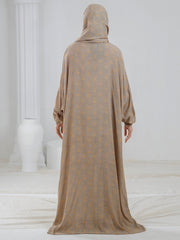 Beige Digital Viscose Salah Robe - AL-LK-940