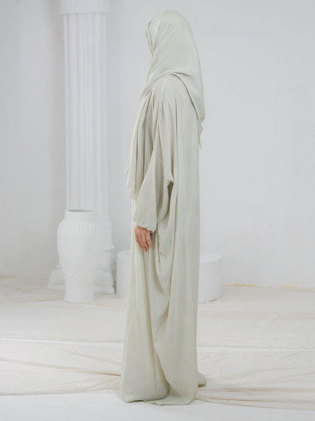 Cream Digital Viscose Salah Robe - AL-LK-944