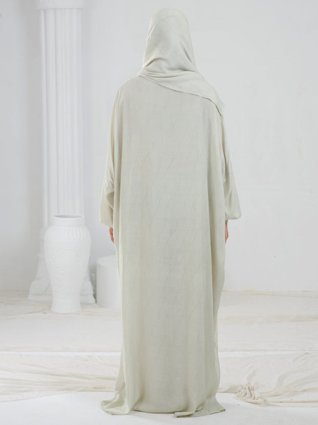 Cream Digital Viscose Salah Robe - AL-LK-944