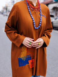 Brown Cotton Lawn Tunic - AL-LK-956