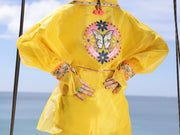 Yellow Shimmer Net Tunic - AL-LK-962 - Almirah Online