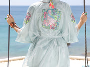 Ice Blue Shimmer Net Tunic - AL-LK-965 - Almirah Online