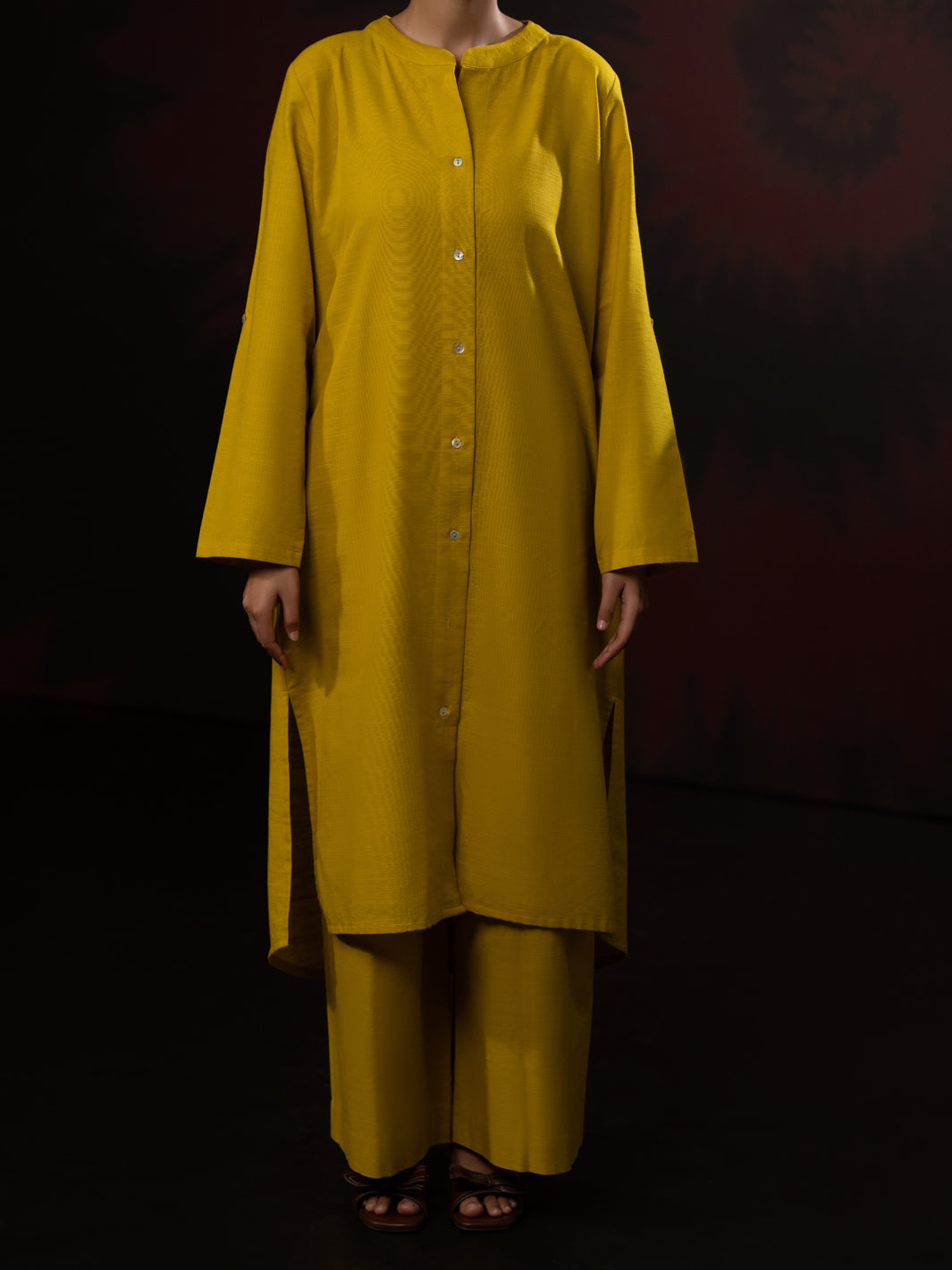 Mustard Light Slub Khaddar 2Pc Stitched - AL-2PS-LKS-1083