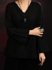 Black Light Slub Khaddar 2Pc Stitched - AL-2PS-LKS-1085