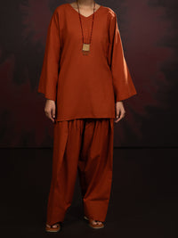 Rust Light Slub Khaddar 2Pc Stitched - AL-2PS-LKS-1087