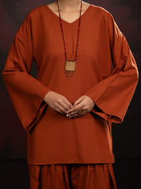 Rust Light Slub Khaddar 2Pc Stitched - AL-2PS-LKS-1087