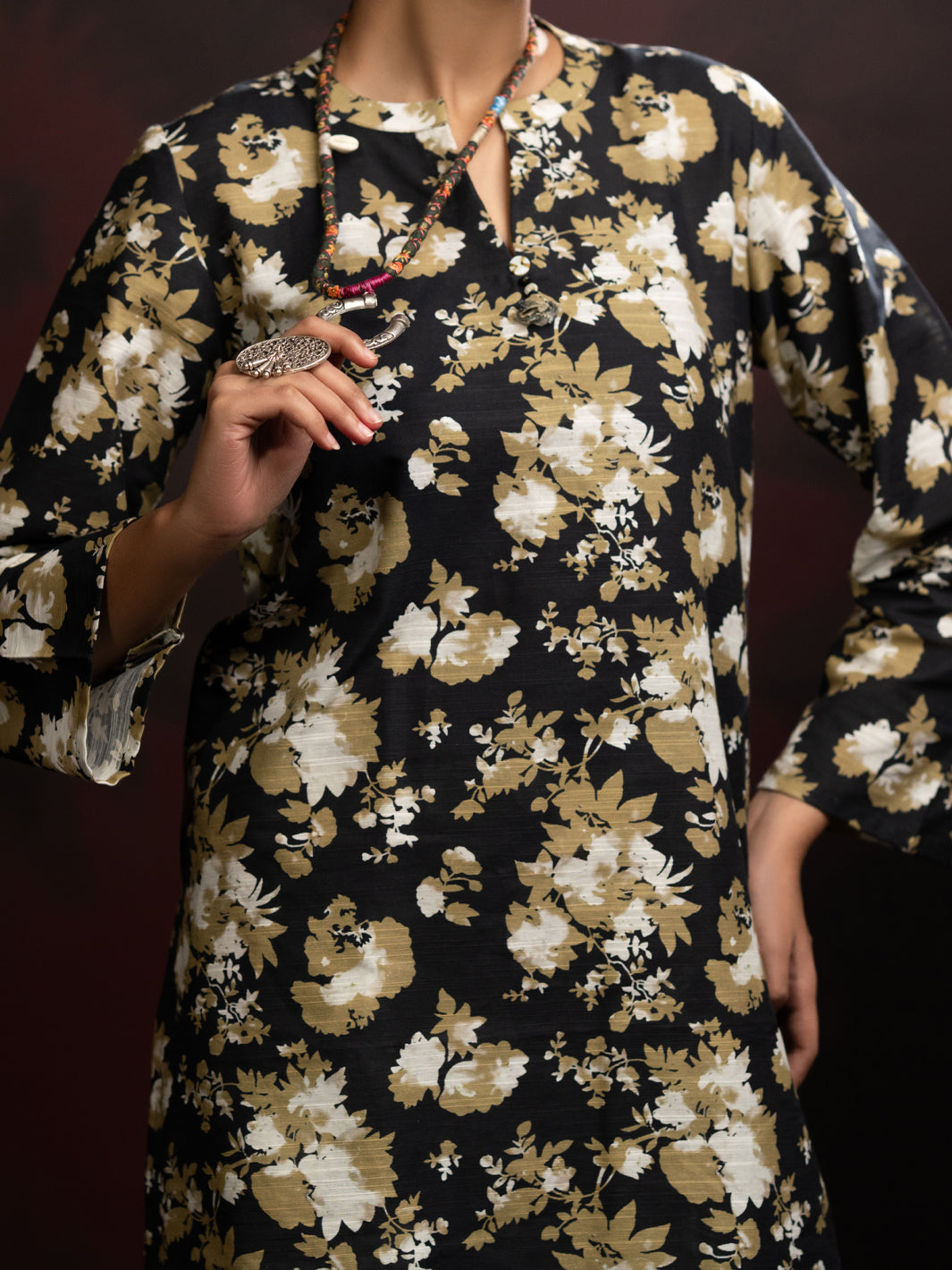 Black Slub Khaddar 2Pc Stitched - AL-2PS-LKS-1095