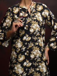 Black Slub Khaddar 2Pc Stitched - AL-2PS-LKS-1095