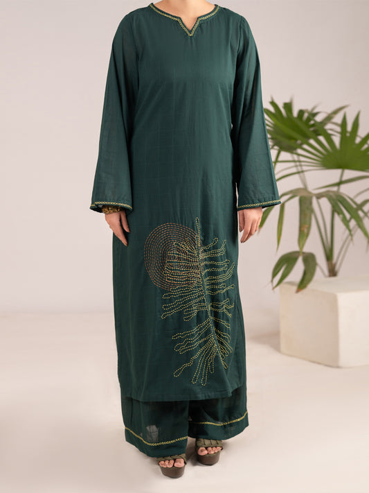 Green Dobby Square 2Pc Stitched - AL-2PS-LKS-1097