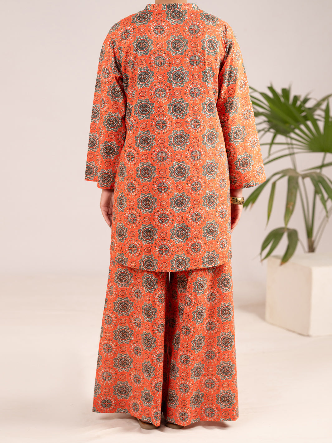 Orange Lawn Co-Ord Set - ALP-2PS-SLKS-2551