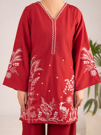 Red Crosshatch 2Pc Stitched - AL-2PS-LKS-1099