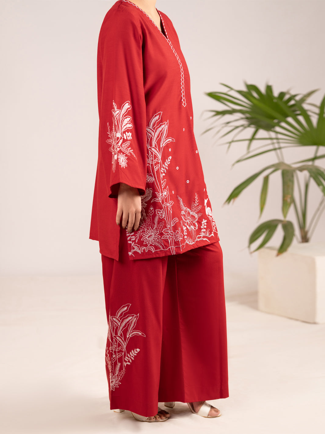 Red Crosshatch 2Pc Stitched - AL-2PS-LKS-1099