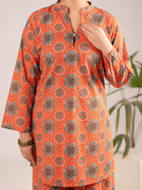 Orange Lawn Co-Ord Set - ALP-2PS-SLKS-2551