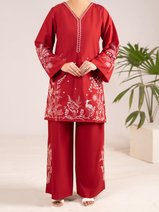 Red Crosshatch 2Pc Stitched - AL-2PS-LKS-1099