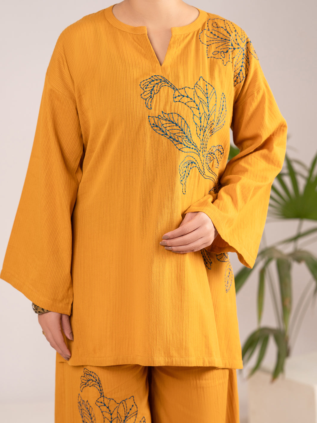 Mustard Dobby Square 2Pc Stitched - AL-2PS-LKS-1100