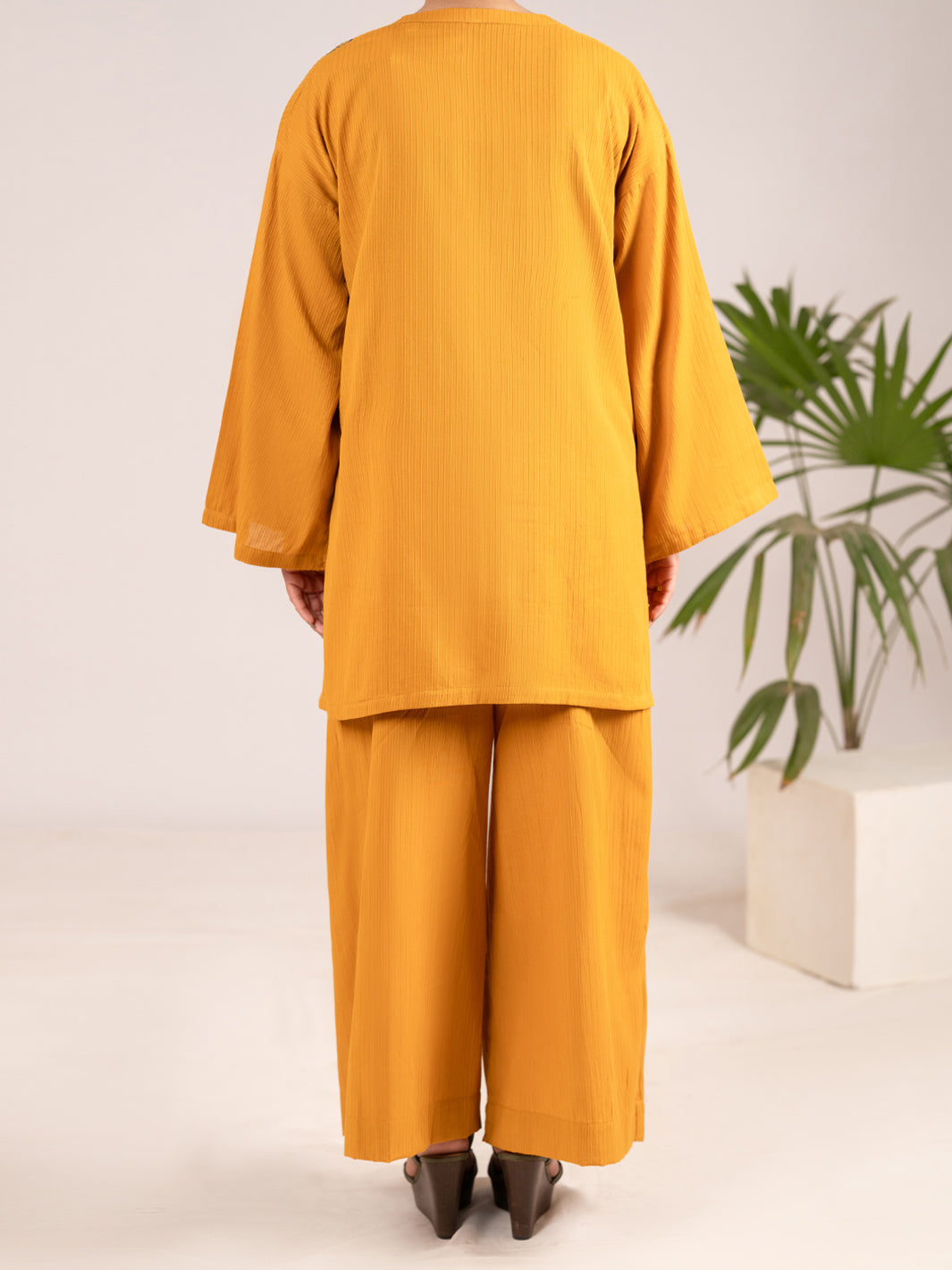 Mustard Dobby Square 2Pc Stitched - AL-2PS-LKS-1100