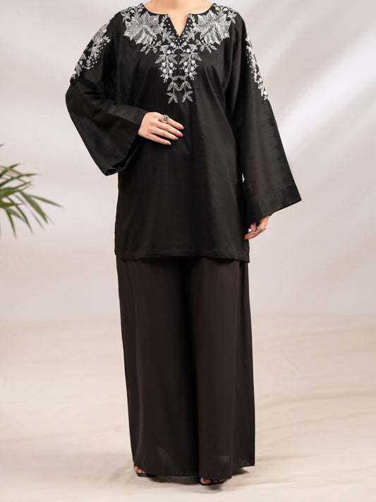 Black Textured Cotton 2Pc Stitched - AL-2PS-LKS-1101