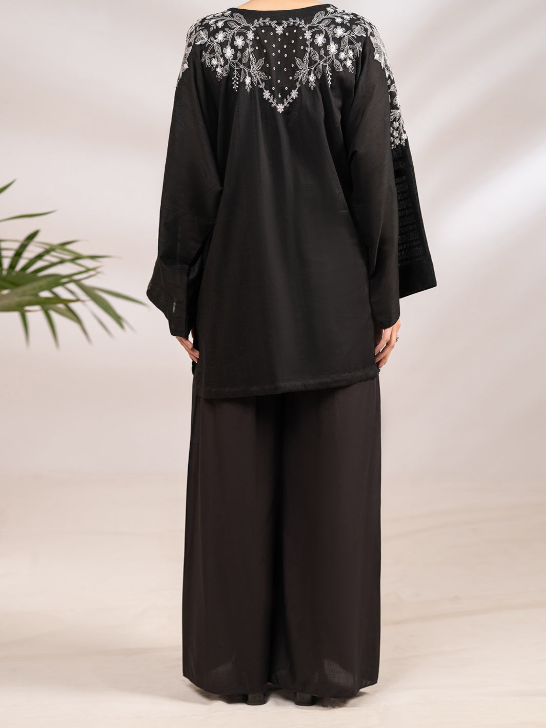 Black Textured Cotton 2Pc Stitched - AL-2PS-LKS-1101