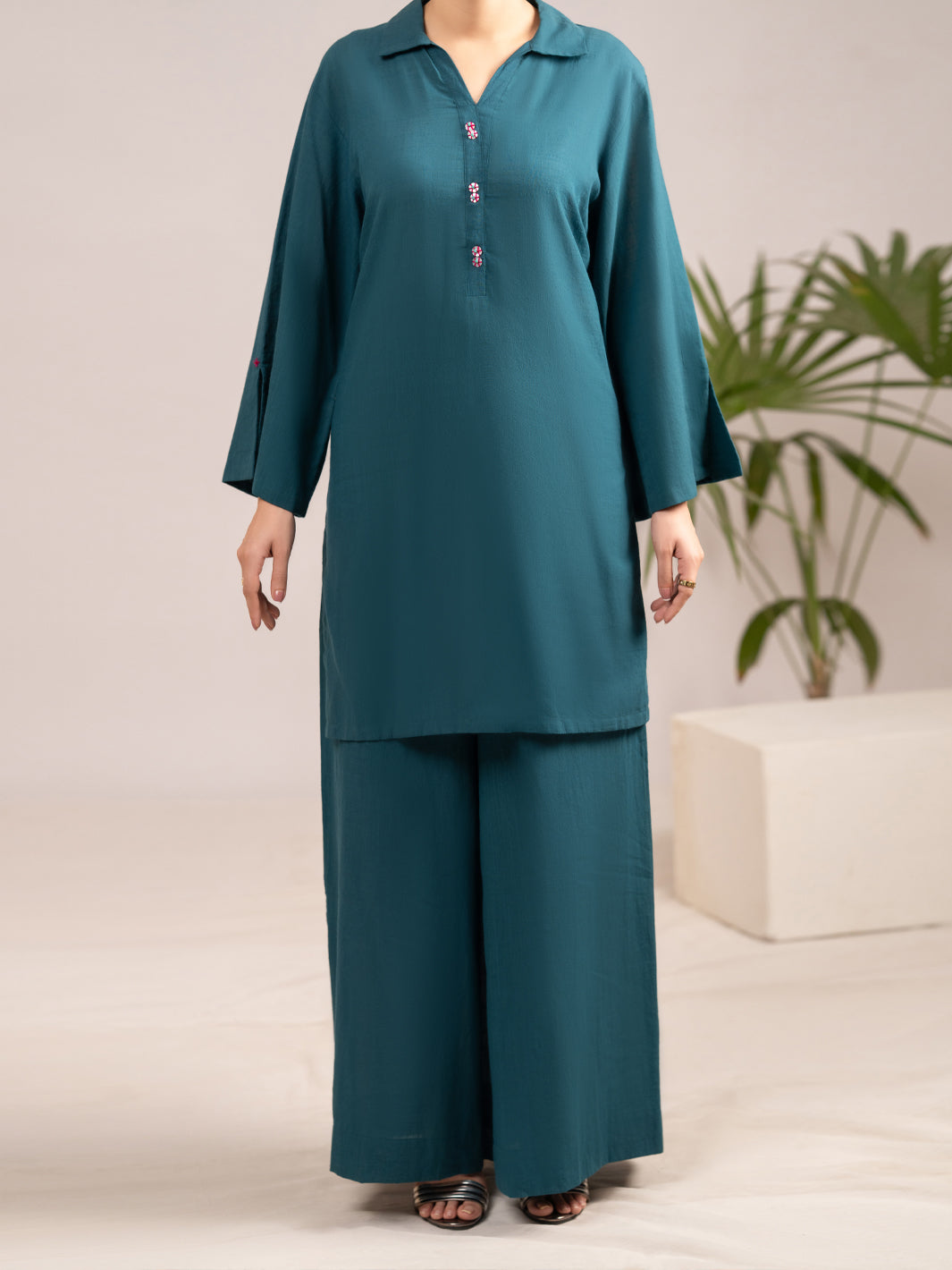 Green Cross-Hatch 2Pc Stitched - AL-2PS-LKS-1130