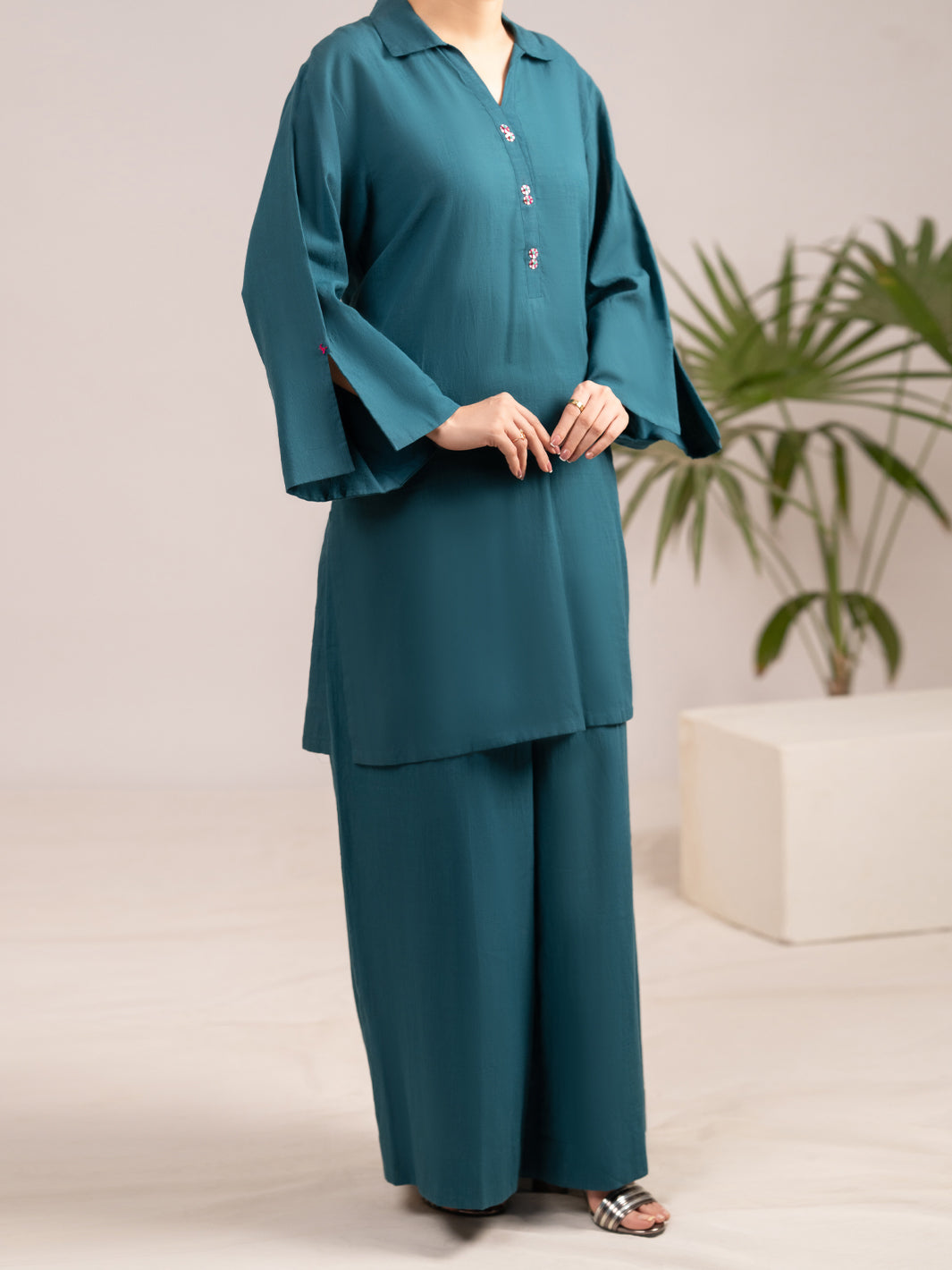 Green Cross-Hatch 2Pc Stitched - AL-2PS-LKS-1130
