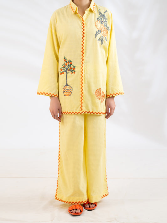 Lime Dobby Square Stitched 2Pc - AL-2PS-LKS-1118