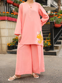 Pink Dobby Square Stitched 2Pc - AL-2PS-LKS-1119