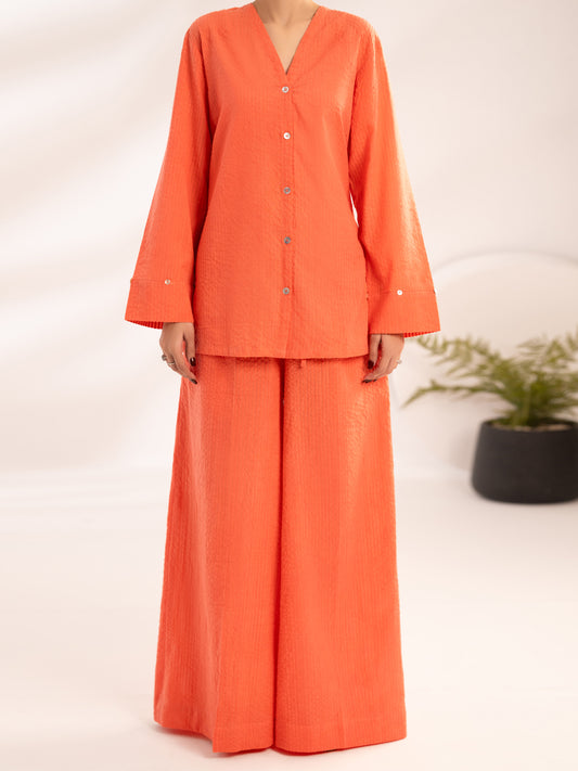 Peach Seersucker 2Pc Stitched - AL-2PS-LKS-1121