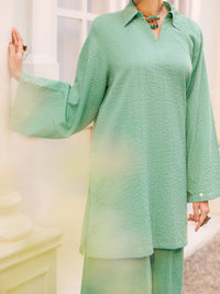 Green Seersucker 2Pc Stitched - AL-2PS-LKS-1122
