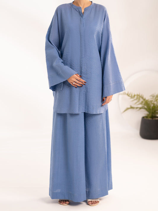 Blue Seersucker 2Pc Stitched - AL-2PS-LKS-1123