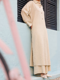 Beige Seersucker 2Pc Stitched - AL-2PS-LKS-1125