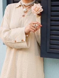 Beige Seersucker 2Pc Stitched - AL-2PS-LKS-1125