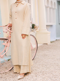 Beige Seersucker 2Pc Stitched - AL-2PS-LKS-1125