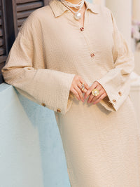 Beige Seersucker 2Pc Stitched - AL-2PS-LKS-1125