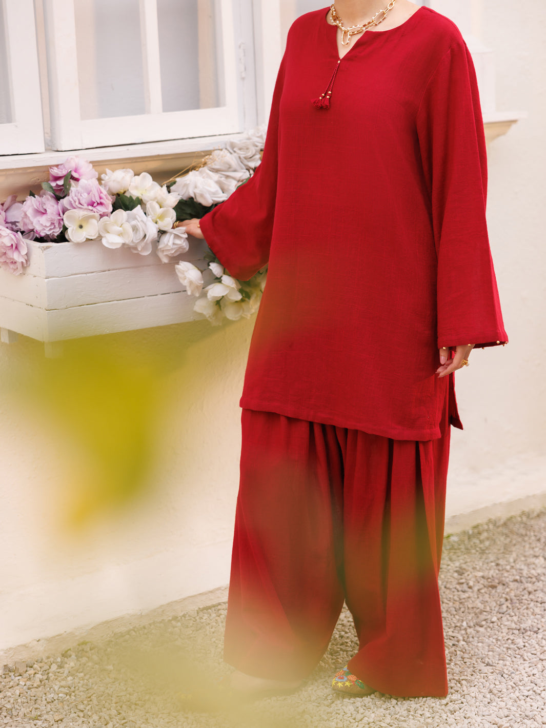 Red Cross-Hatch 2Pc Stitched - AL-2PS-LKS-1129