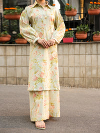 Beige Seersucker 2Pc Stitched - AL-2PS-LKS-1131