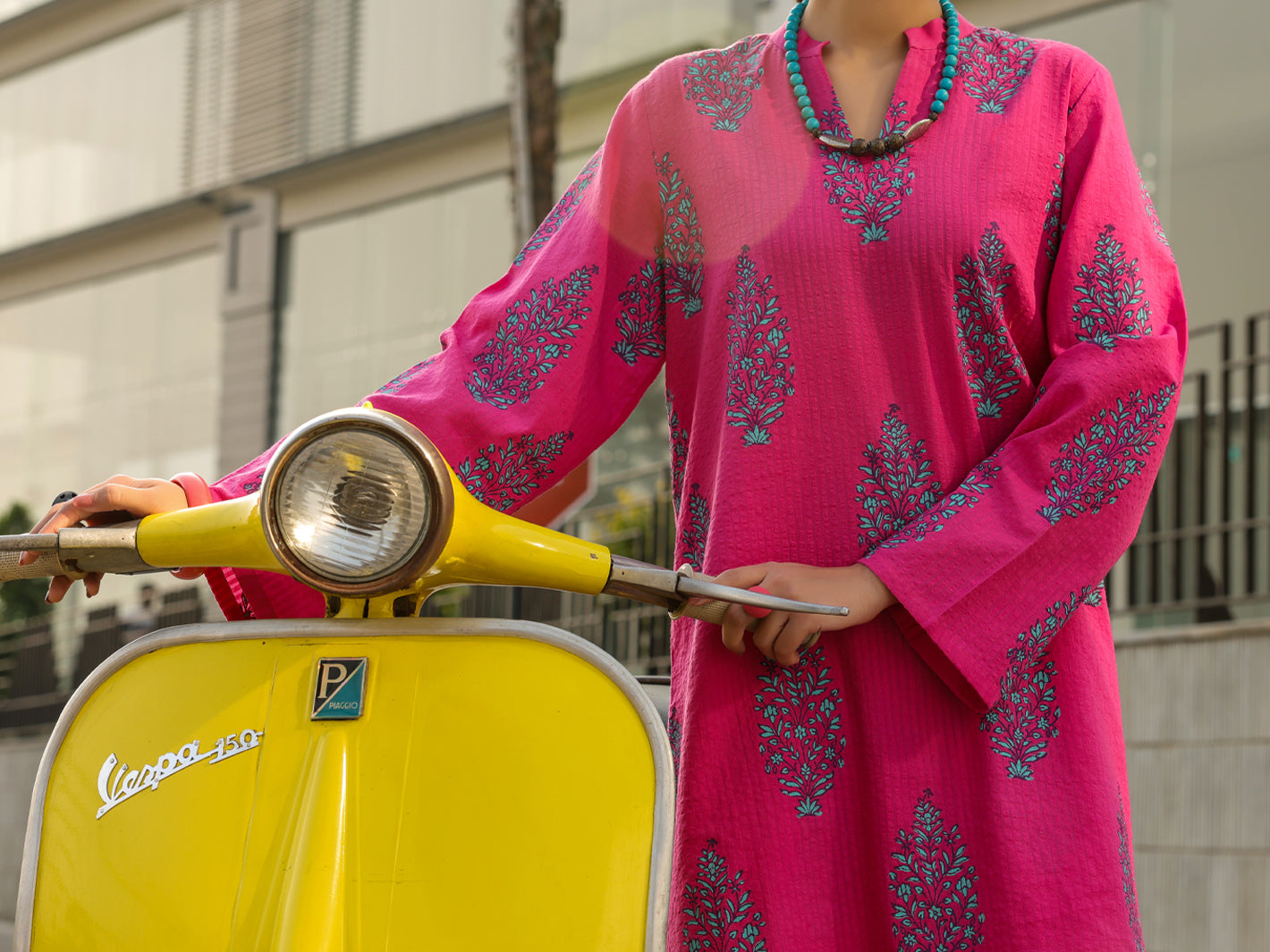 Fuchsia Seersucker Stitched 2Pc - AL-2PS-LKS-1135