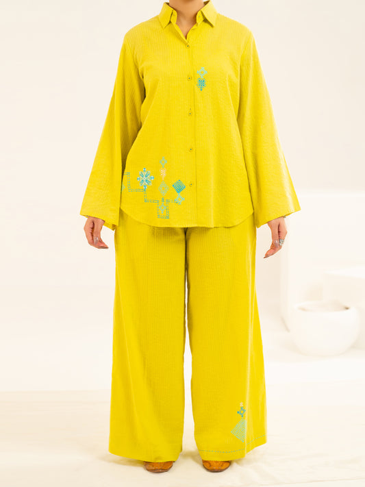 Lime Seersucker 2Pc Stitched - AL-LKS-1136
