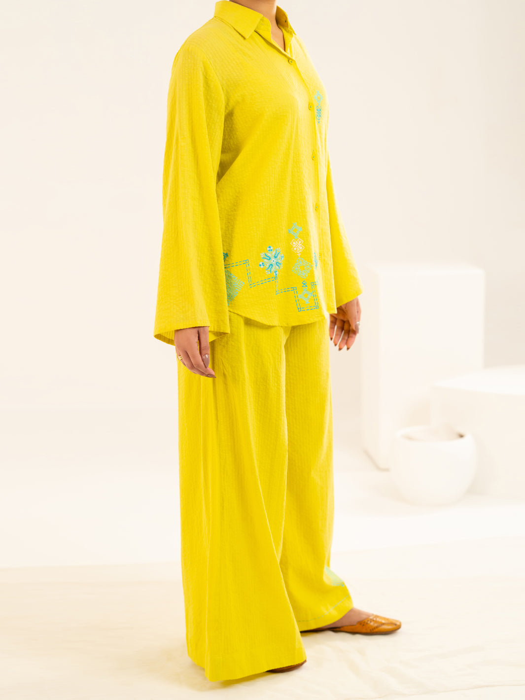 Lime Seersucker 2Pc Stitched - AL-LKS-1136