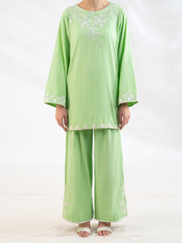 Green Cotton Dobby Stitched 2Pc - AL-2PS-LKS-1141
