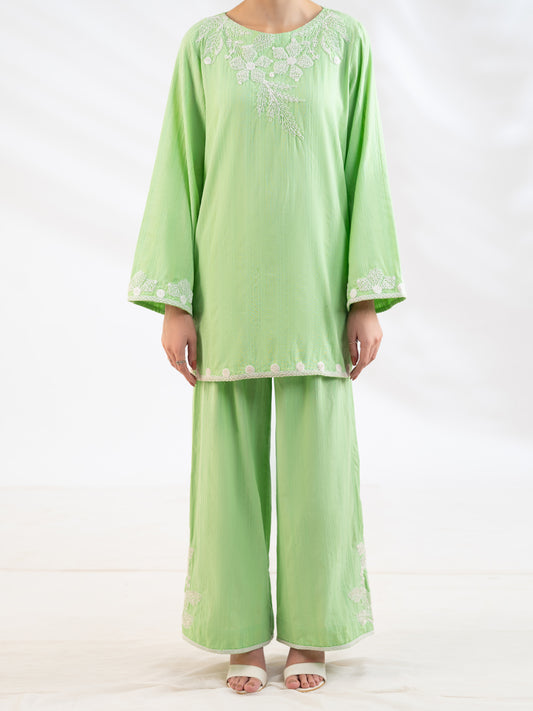 Green Cotton Dobby Stitched 2Pc - AL-2PS-LKS-1141