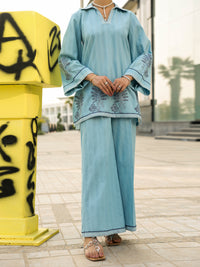 Grey Cotton Dobby Stitched 2Pc - AL-2PS-LKS-1142