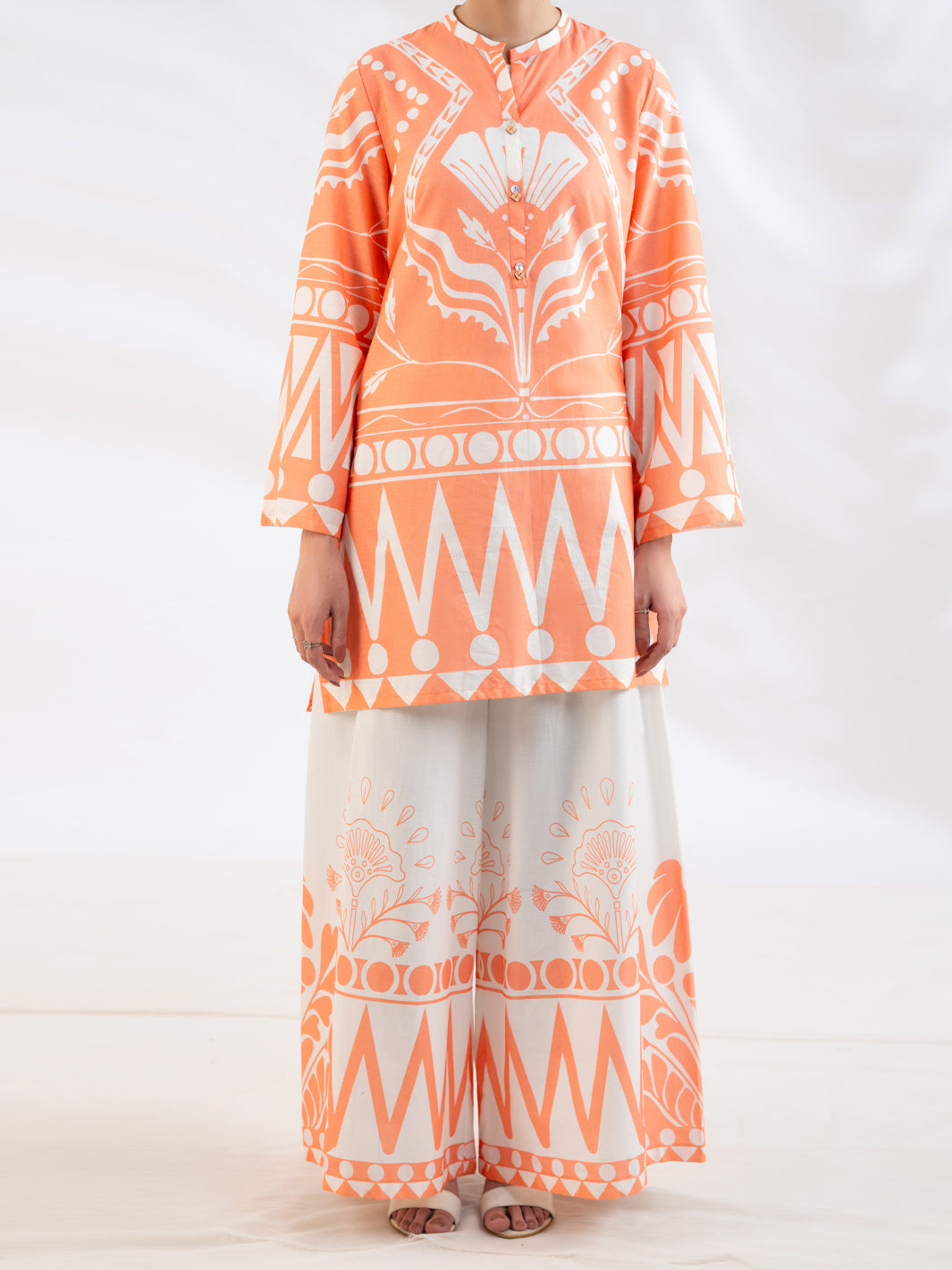 Peach Lawn Stitched 2Pc  - Women Stitched 2 Piece | ALMIRAH